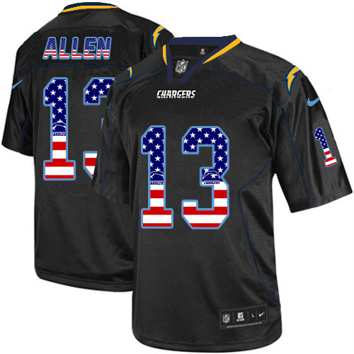 Men's Elite Keenan Allen Nike Jersey Black - #13 USA Flag Fashion NFL Los Angeles Chargers